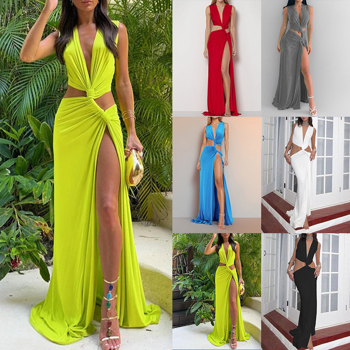 Deep V Twist Front Party Gown