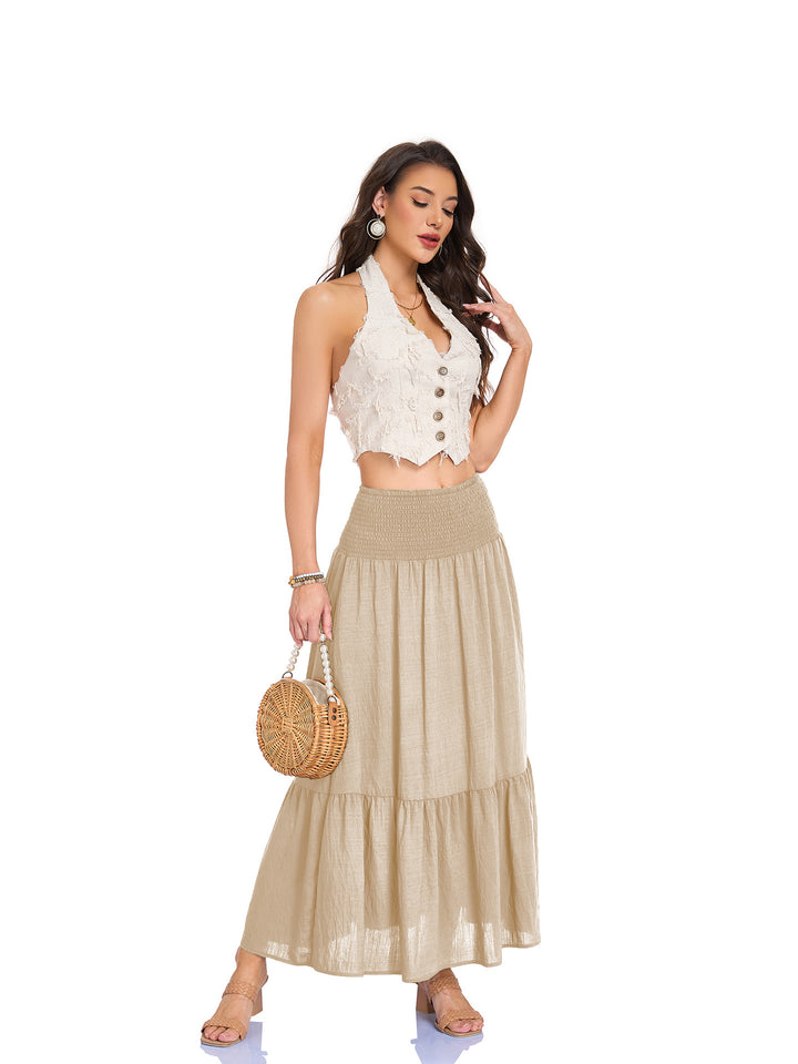 Smocked Waist Tiered Maxi Skirt Effortless movement. Everyday boho ease.