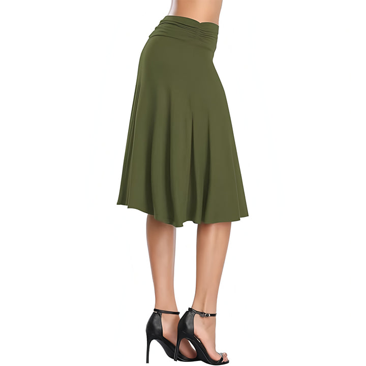 Ruched Waist A-Line Midi Skirt