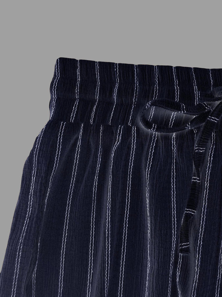 Women Striped Wide Leg Pants, Striped Lounge Slacks with Pockets