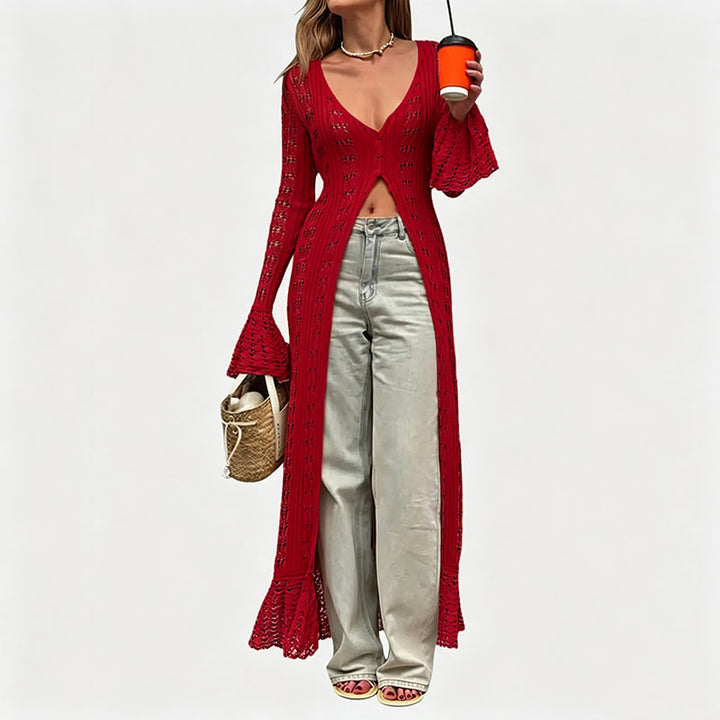 Cut-out Ruffled Flared-Sleeve Jacket