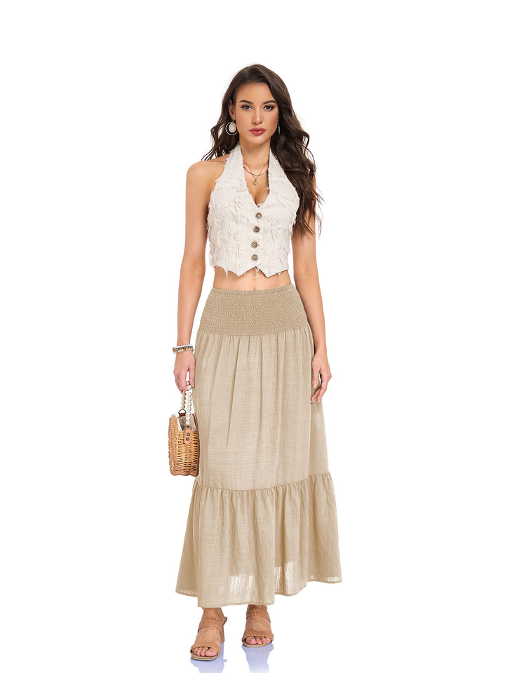 Smocked Waist Tiered Maxi Skirt Effortless movement. Everyday boho ease.