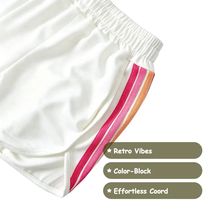Green Rainbow Stripe Tee &amp;amp; Shorts Loungewear Set