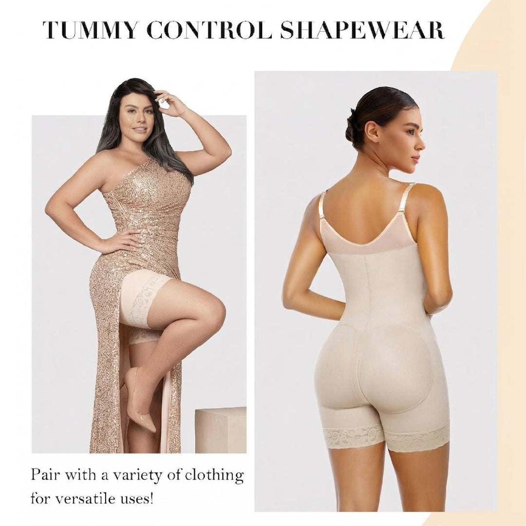 Full Body Shaper with Built-in Bra, High Compression Shapewear with Front Zipper &amp; Butt Lifter