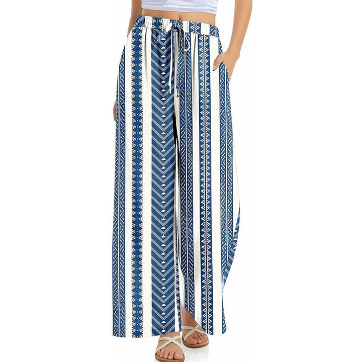 Printed loose-fitting wide-leg trousers