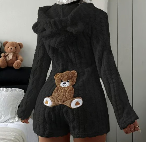 Women Teddy Bear Hooded Romper