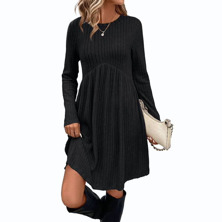 Ribbed Knit Dress With Side Pockets