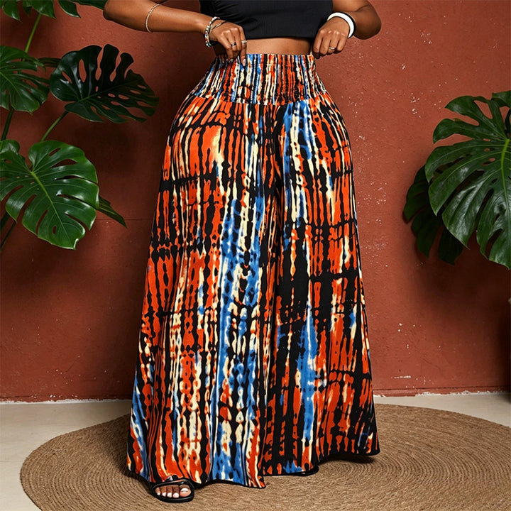 Plus Size Printed Loose Straight Leg Pants