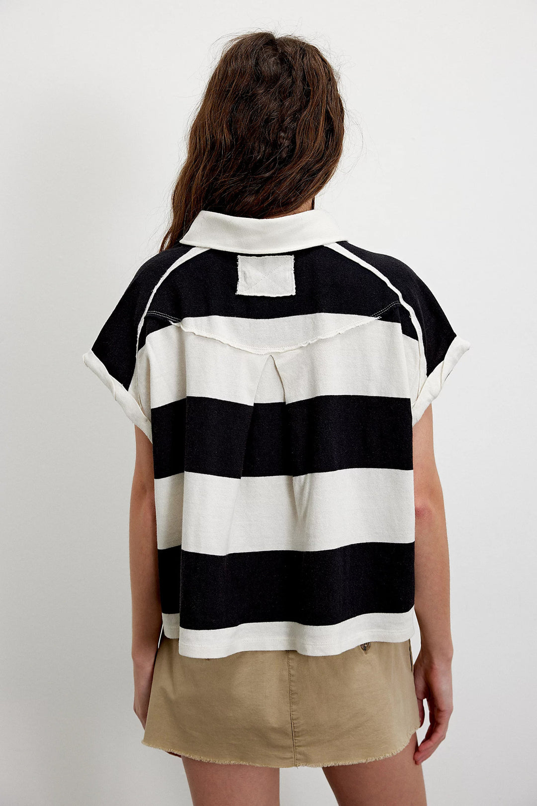 Stripe Cropped Rugby Polo Shirt