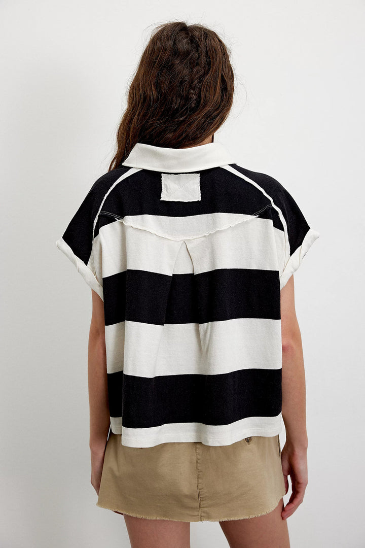 Stripe Cropped Rugby Polo Shirt