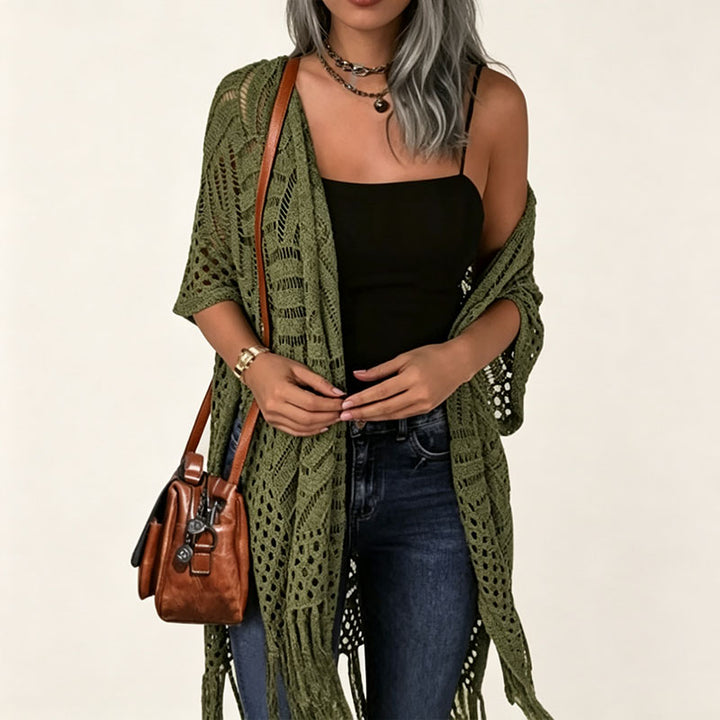 Fringe Knit Beach Cover Up