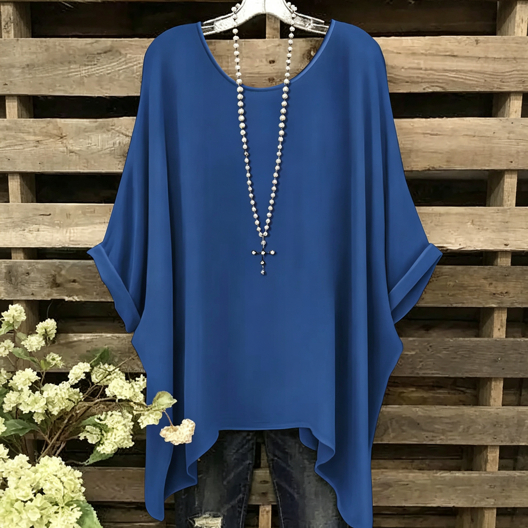 Plus Size Batwing Sleeve Round Neck Top
