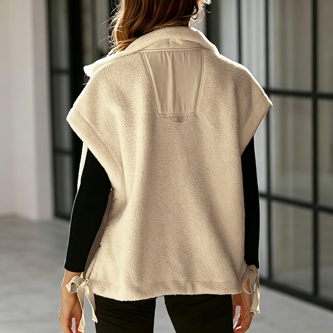 Fuzzy Fleece Button Front Casual Vest