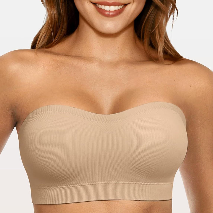 6-in-1 Convertible Seamless Ribbed Bralette, Multi-Way Strapless/Traditional/Halter Bra