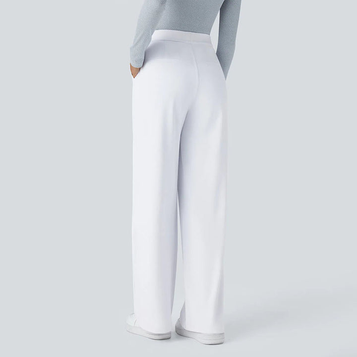 Solid-color loose-fit suit trousers
