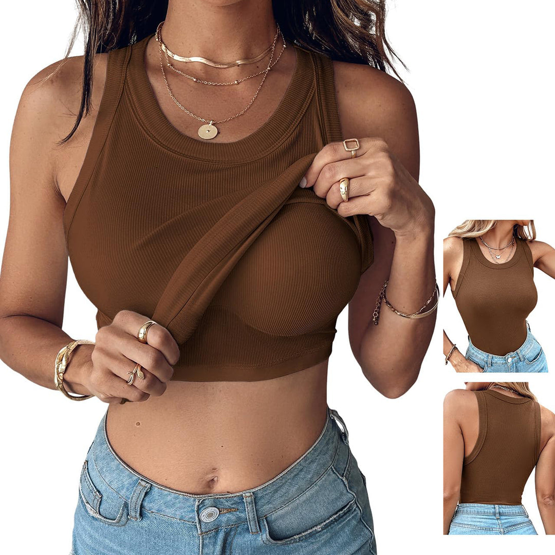 Ribbed Crew Neck Slim Fit Tank Top