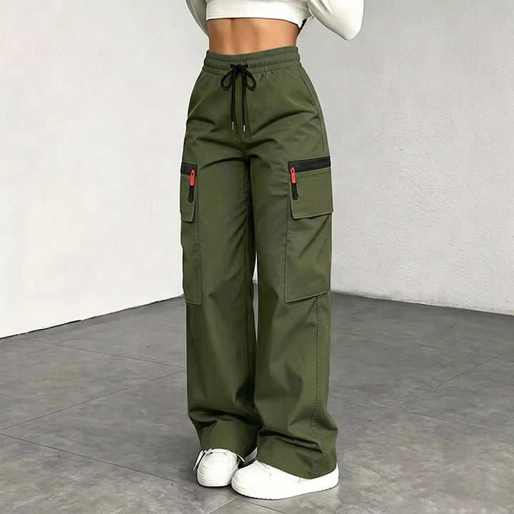 Drawstring wide-leg cargo pants
