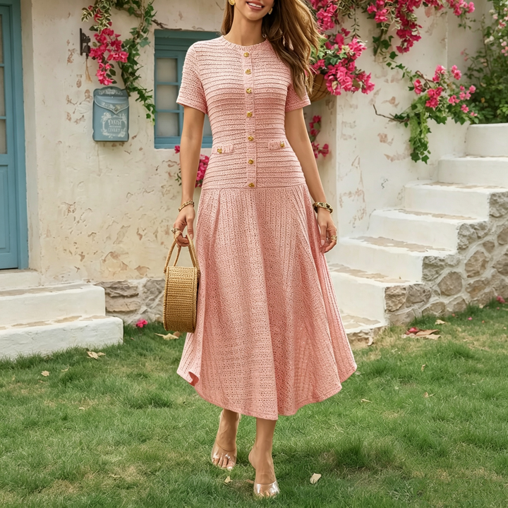 Solid color short-sleeved bodycon dress