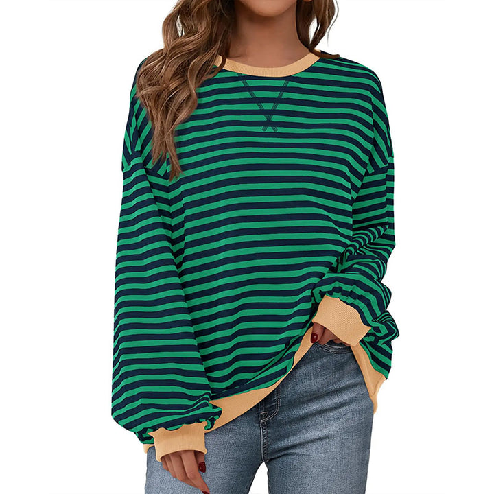 Striped crew-neck long-sleeve sweatshirt