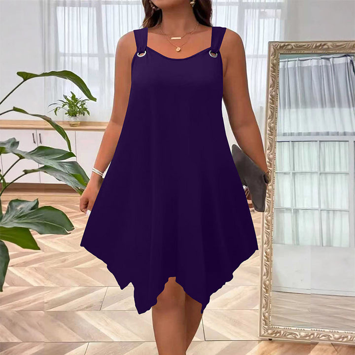 Elegant A-line round neck sleeveless dress