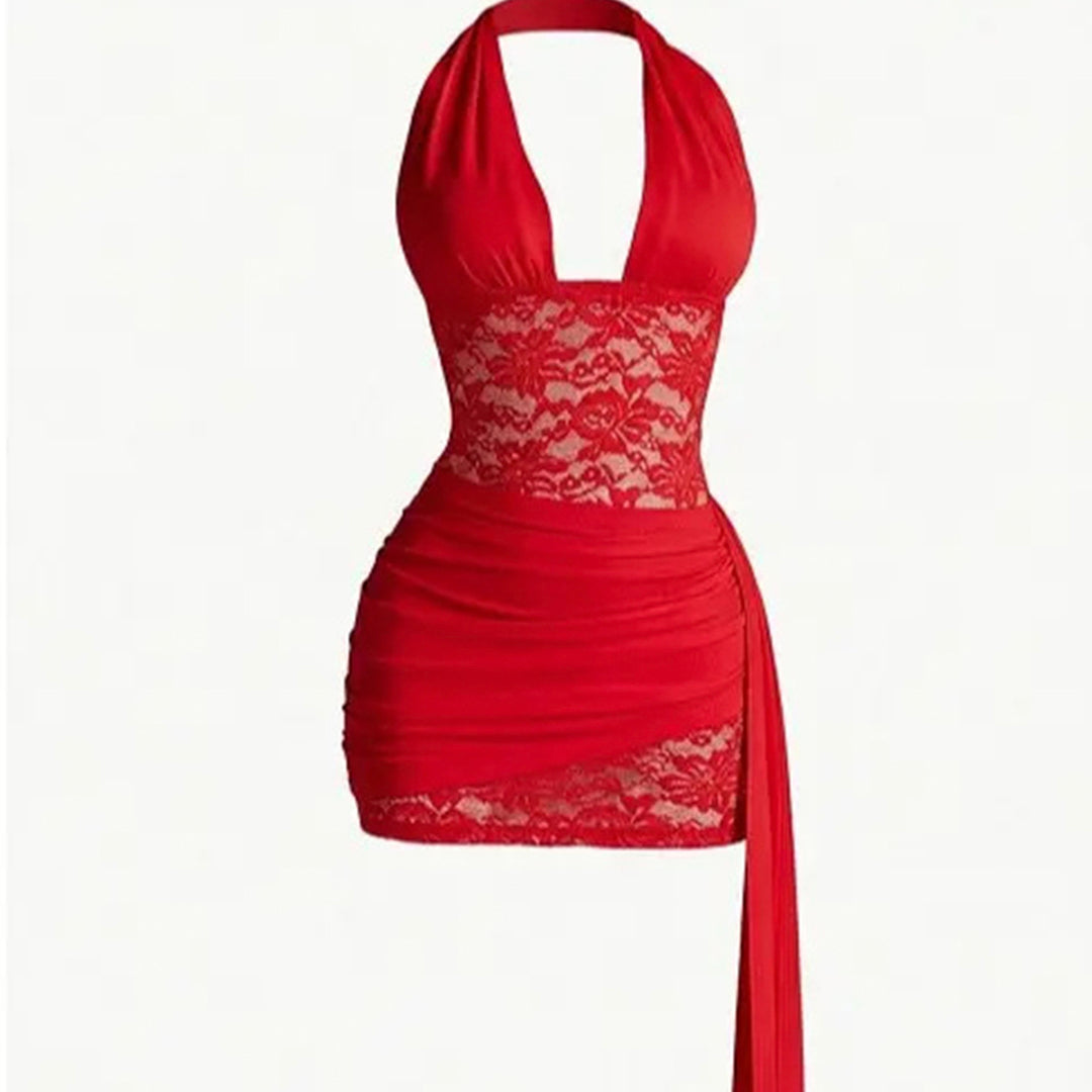 Lace Halter Mini Dress
