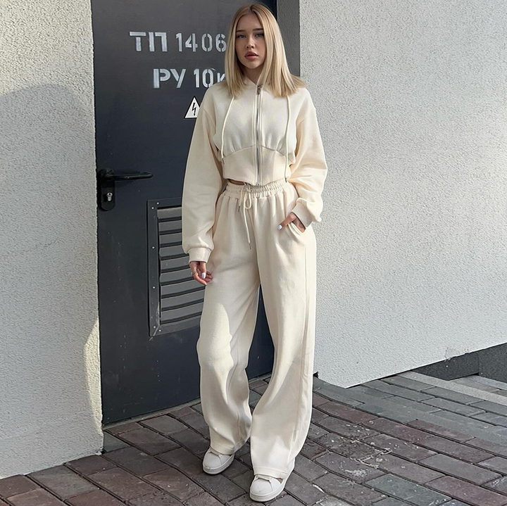 Casual Zip Hoodie Tracksuit Set