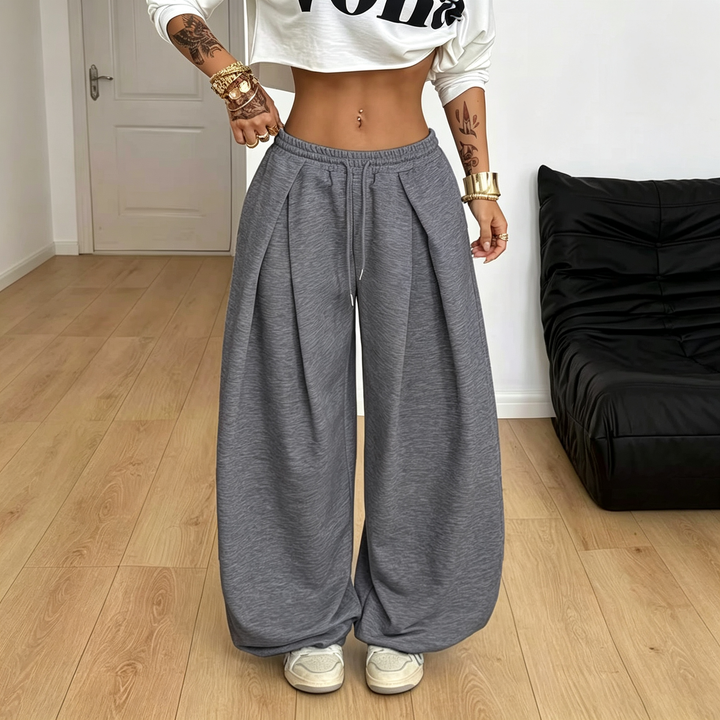Women Elastic Waist Baggy Wide Leg Pants