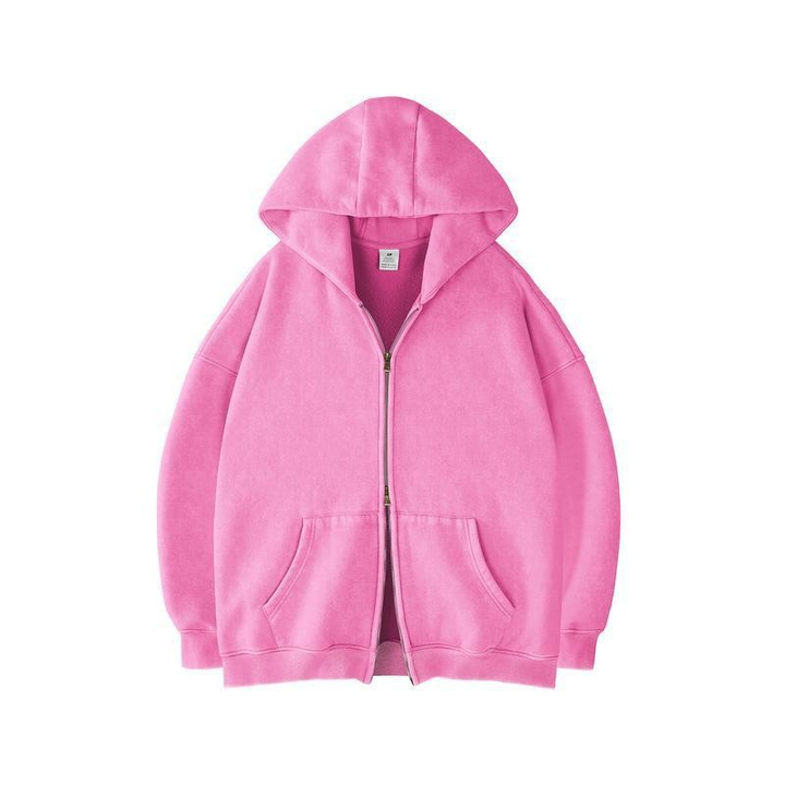 Casual Drop Shoulder Zip Hoodie