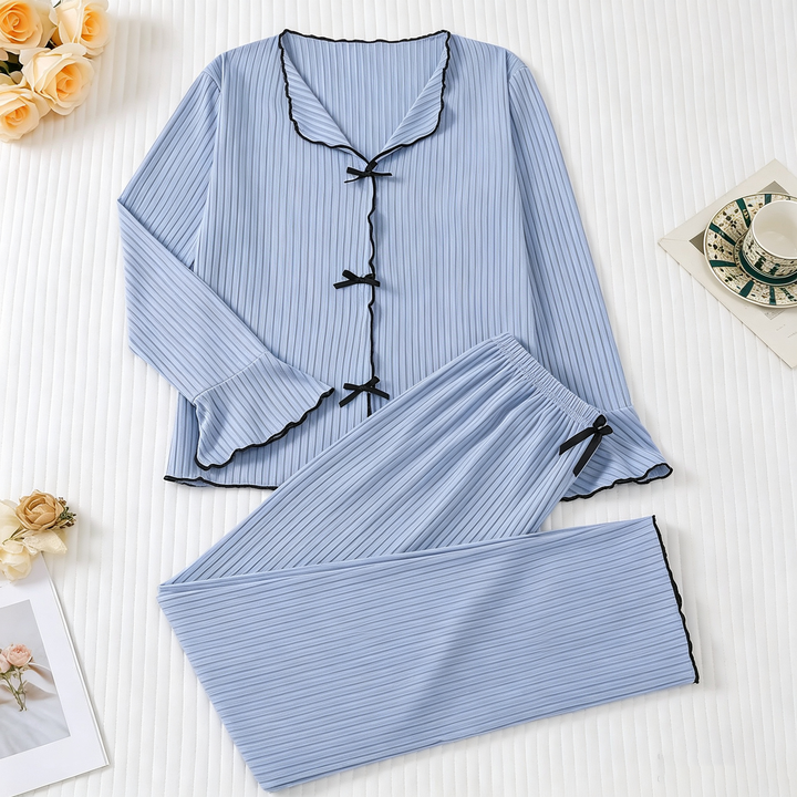 Ruffle Trim Bow Sleepwear Set
