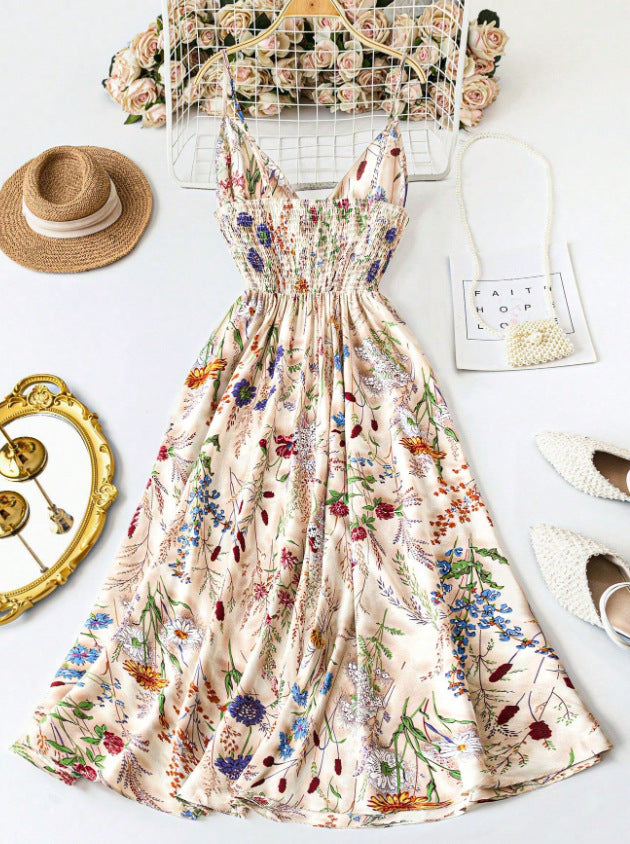 Floral Print Spaghetti Strap Midi Dress