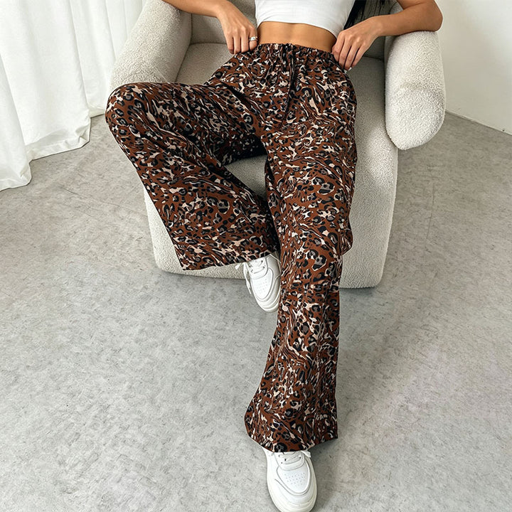 Leopard print wide-leg pants