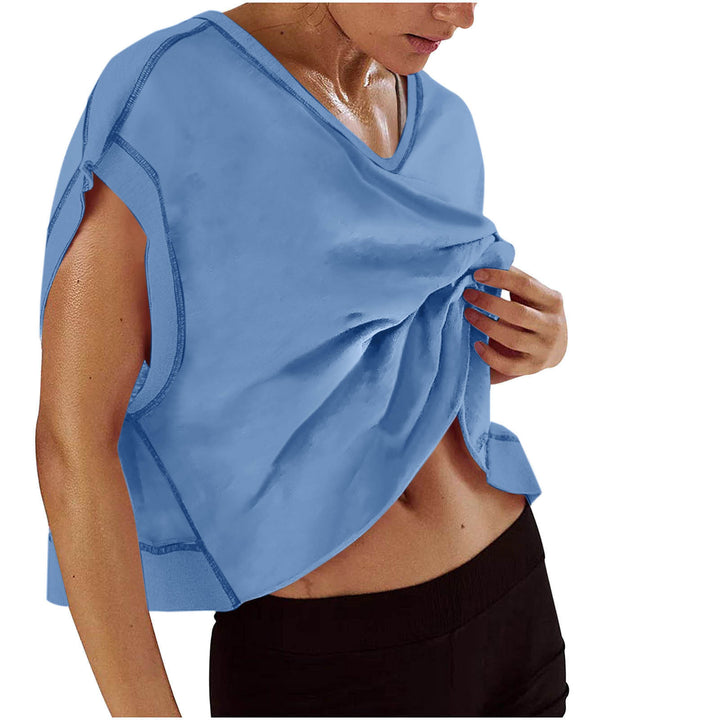 Open-Back Cropped Athletic Tee, Breathable Twist-Back Workout Top