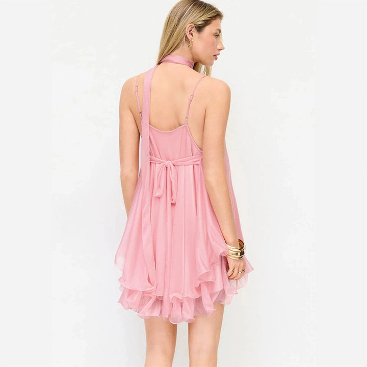 Ruffled camisole layered mesh top