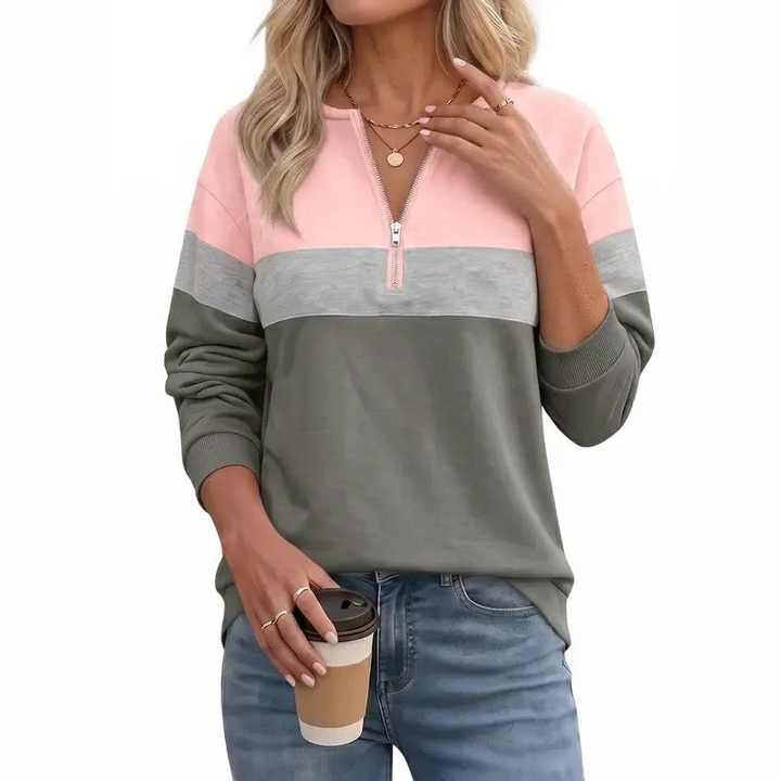 Casual Half Zip Block Sweatshirt