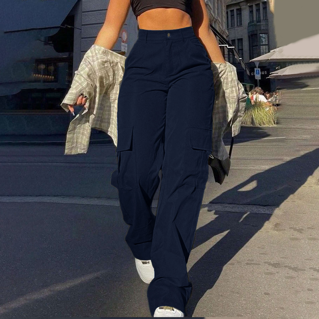 Casual Loose Fit Straight Leg Cargo Trousers