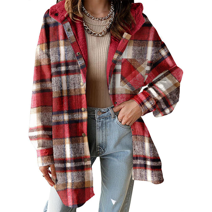 Fleece-lined plaid warm jacket