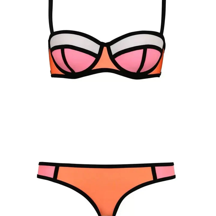 90s Retro Sporty Strappy Swimsuit with Contrast Trim