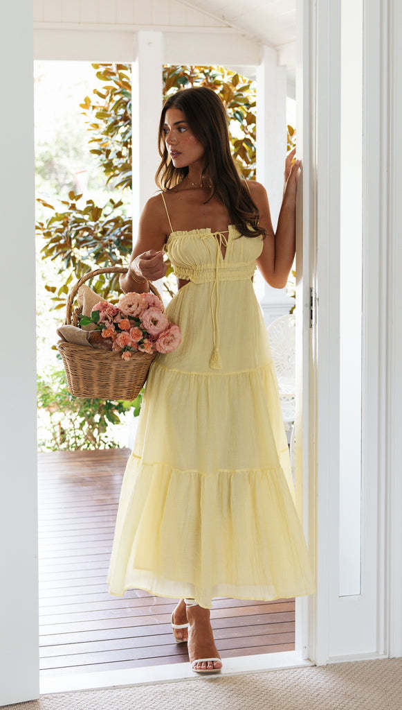 Spaghetti Strap Cutout Tiered Maxi Dress