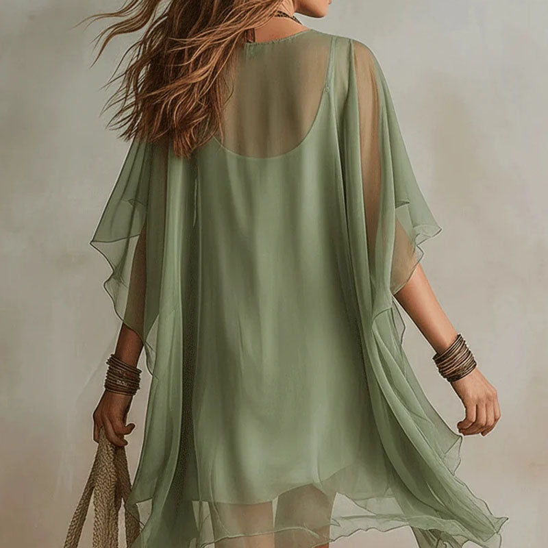 V-neck two-piece beach dress