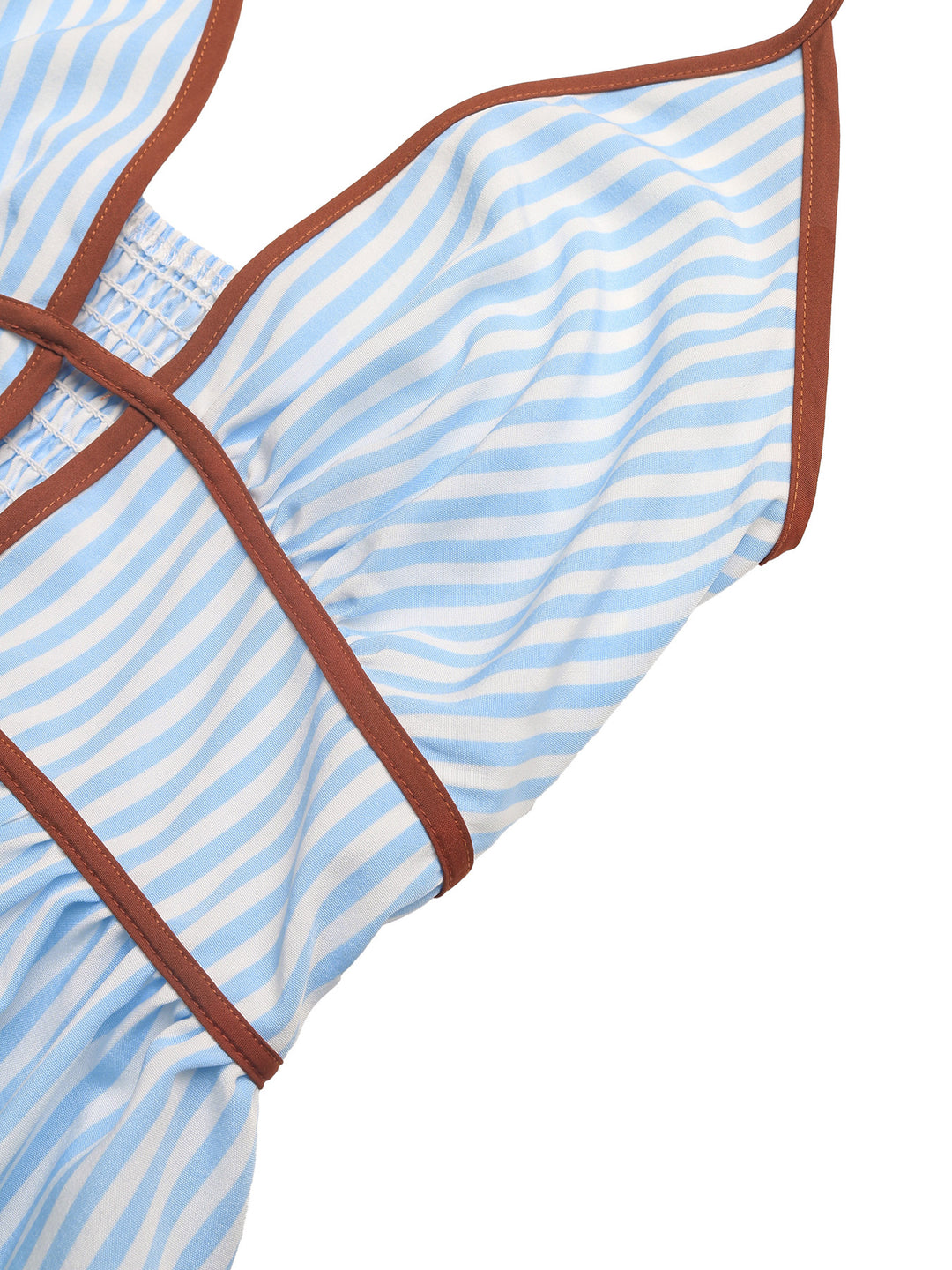 Women Striped Halter Maxi Dress Backless Smocked Beach Vacation Boho Dress