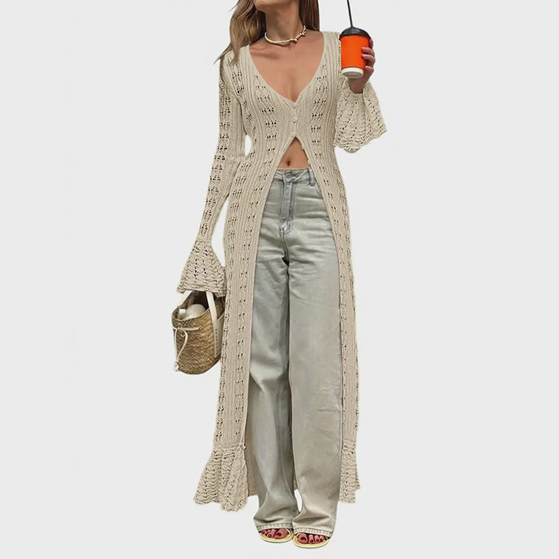 Cut-out Ruffled Flared-Sleeve Jacket