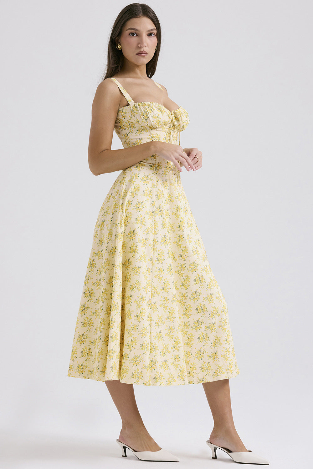 Floral Corset Midi Dress.Romantic shape. Effortless summer elegance.