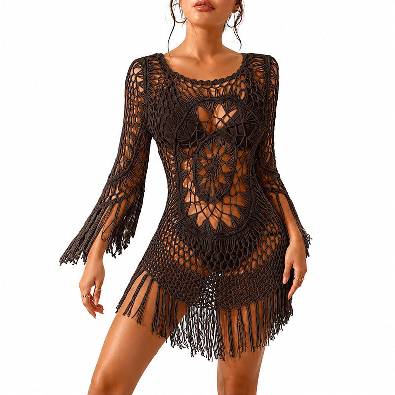 Hand-crocheted tassel beach skirt