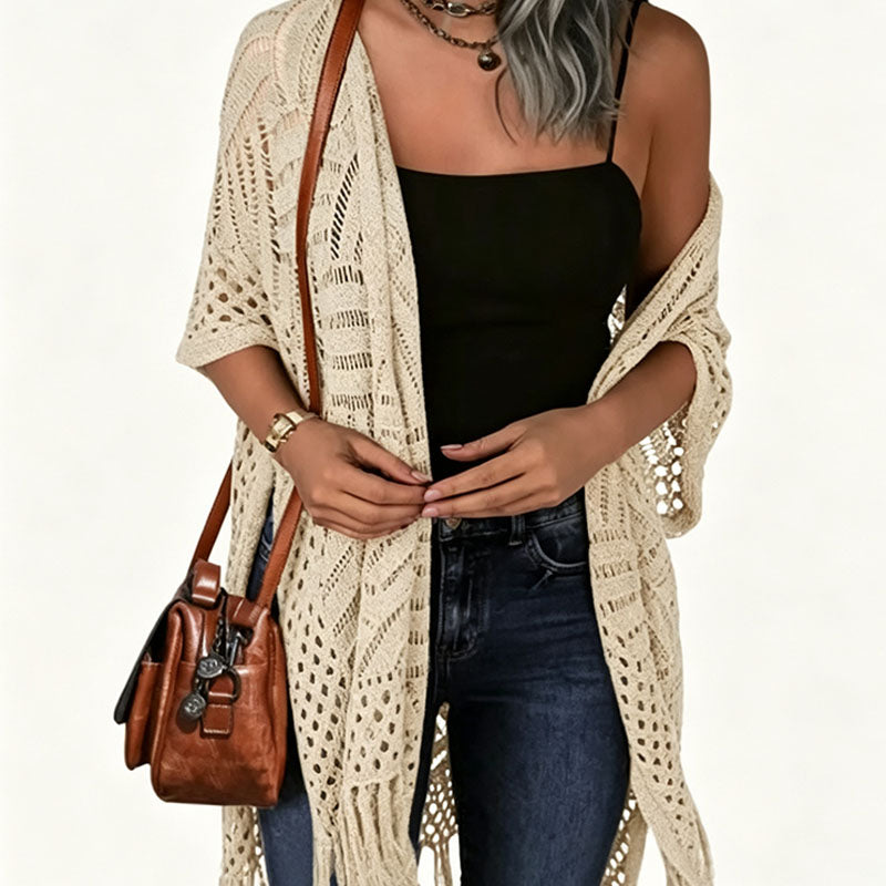 Fringe Knit Beach Cover Up