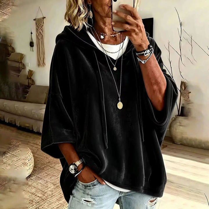 Velvet hooded casual sweatshirt