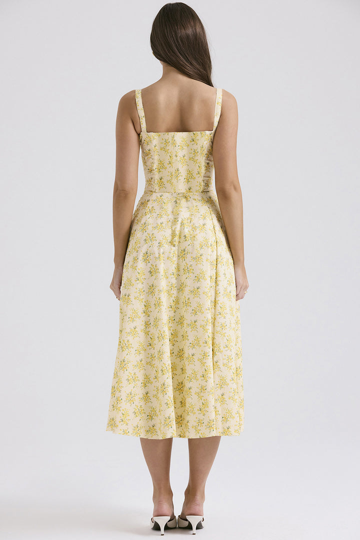 Floral Corset Midi Dress.Romantic shape. Effortless summer elegance.