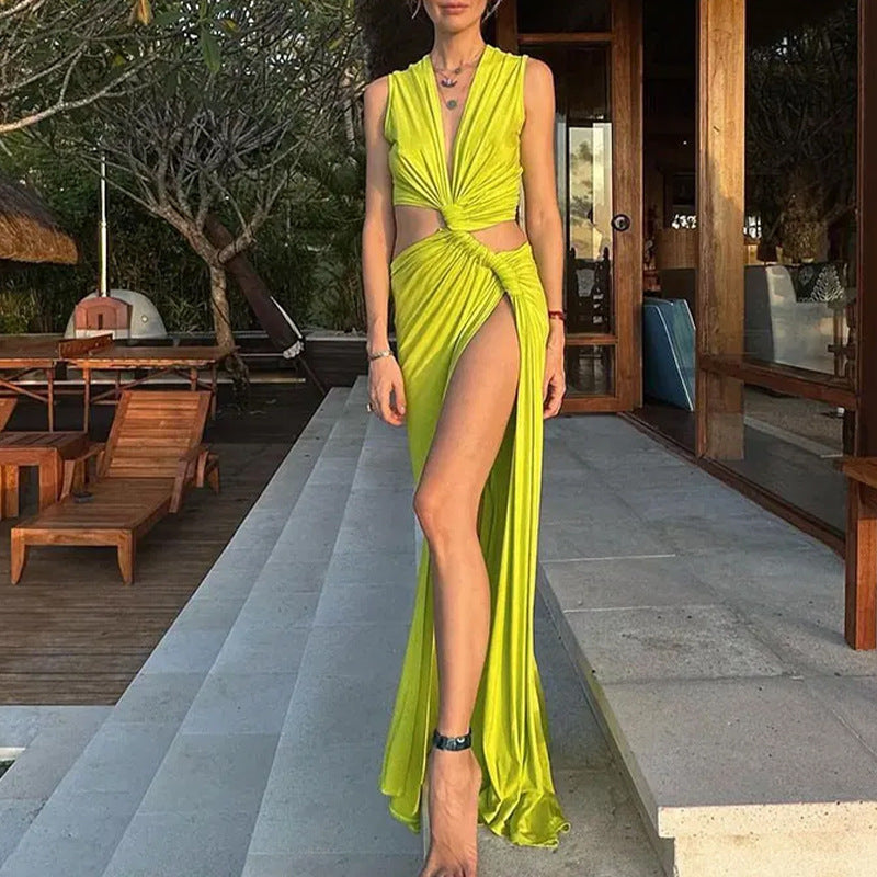 Deep V Twist Front Party Gown