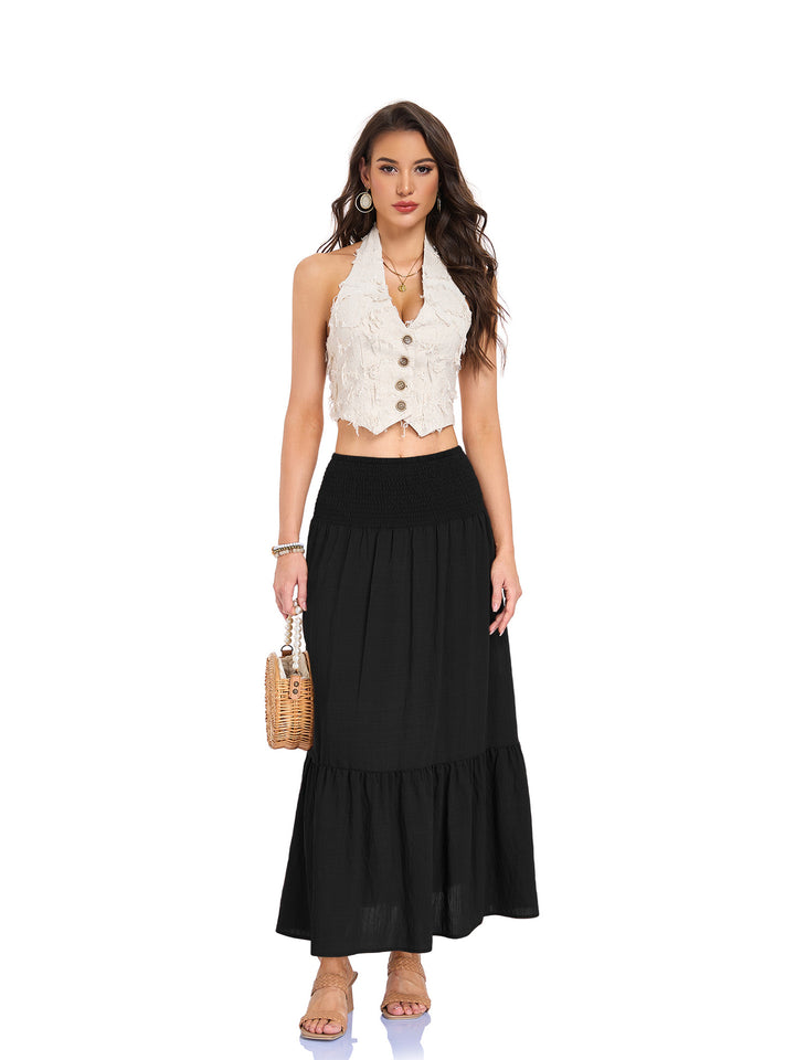 Smocked Waist Tiered Maxi Skirt Effortless movement. Everyday boho ease.