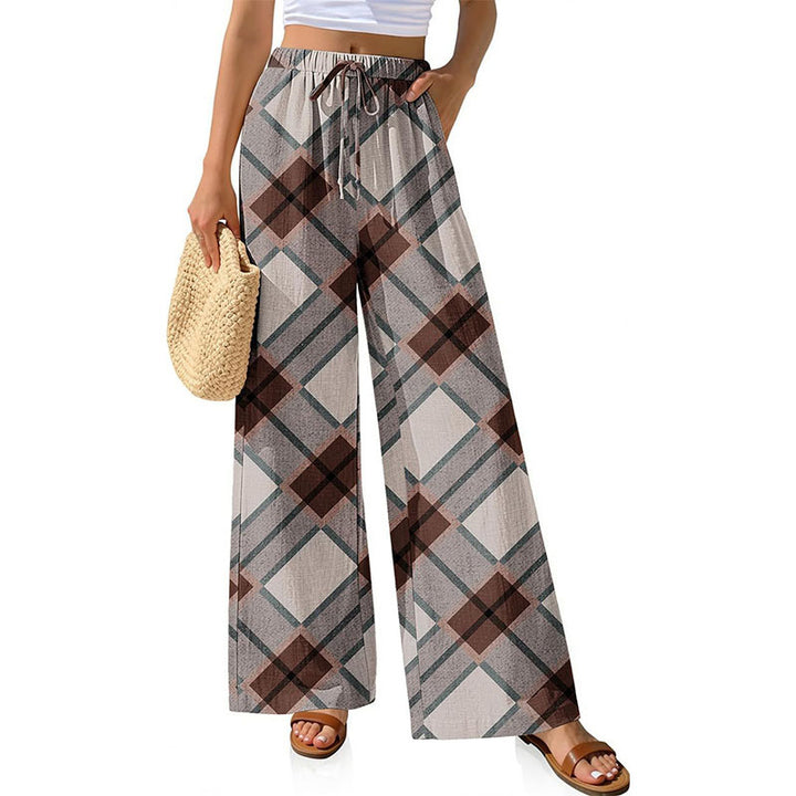 Printed loose-fitting wide-leg trousers