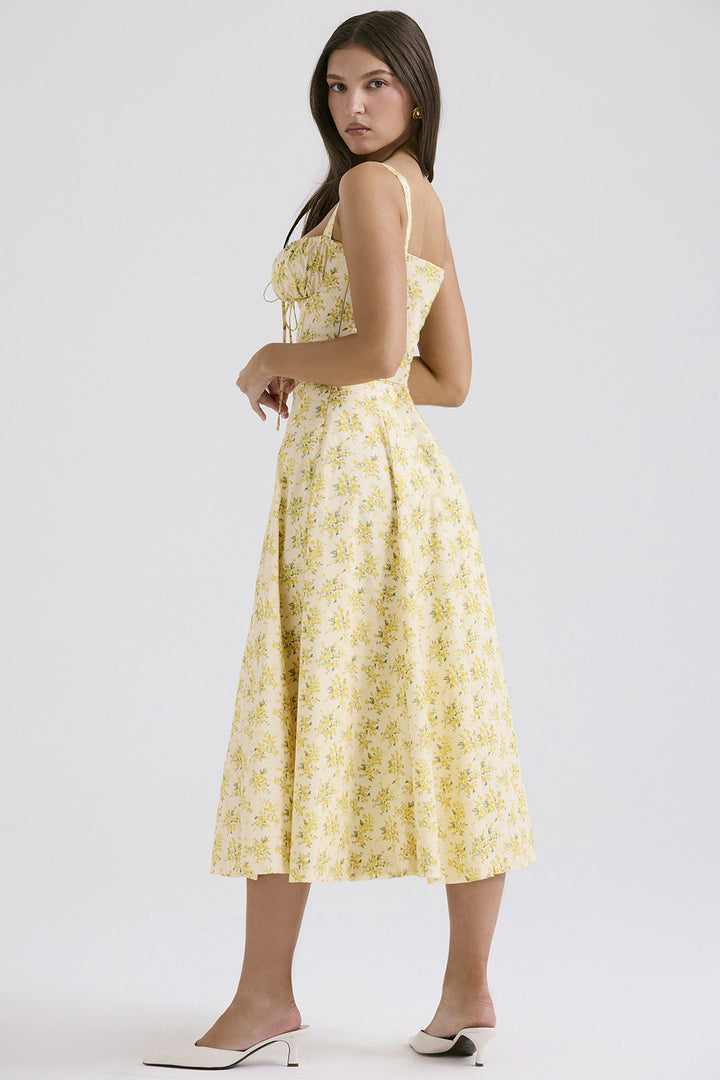 Floral Corset Midi Dress.Romantic shape. Effortless summer elegance.